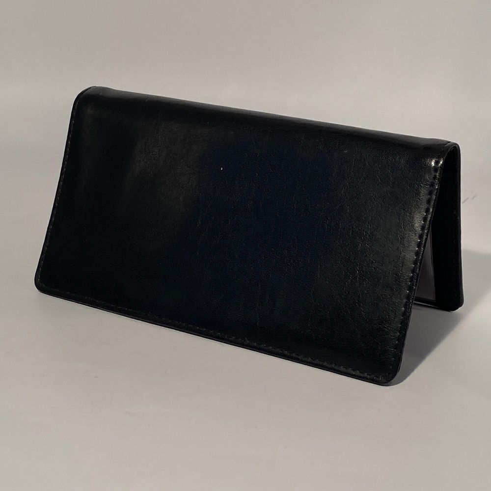 1364 Black Leather Checkbook Case Wallet With Credit Card Slots NWOT
